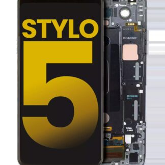 LCD Display mit Rahmen für LG Stylo 5 (professionell aufgearbeitet) (Aurora Black)
