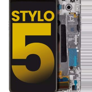 LCD Display mit Rahmen für LG Stylo 5 (professionell aufgearbeitet) (Silvery White)