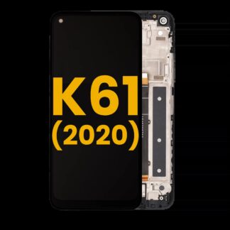 LCD Display mit Rahmen für LG K61 (2020) (professionell aufgearbeitet) (Black (Schwarz))