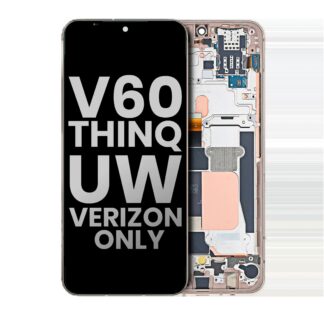 OLED Display mit Rahmen für LG V60 ThinQ 5G UW (Verizon 5G UW Rahmen einzeln) (ausgebautes Originalteil: Grade B/C) (Classy Blue / Gold Rahmen)