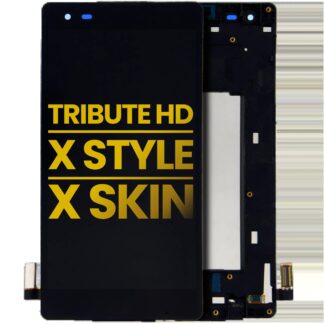 LCD Display mit Rahmen für LG Tribute HD (LS676) / LG X Style (K200 / L53BL / L56VL) / LG X Skin (F740) (professionell aufgearbeitet) (Black (Schwarz))