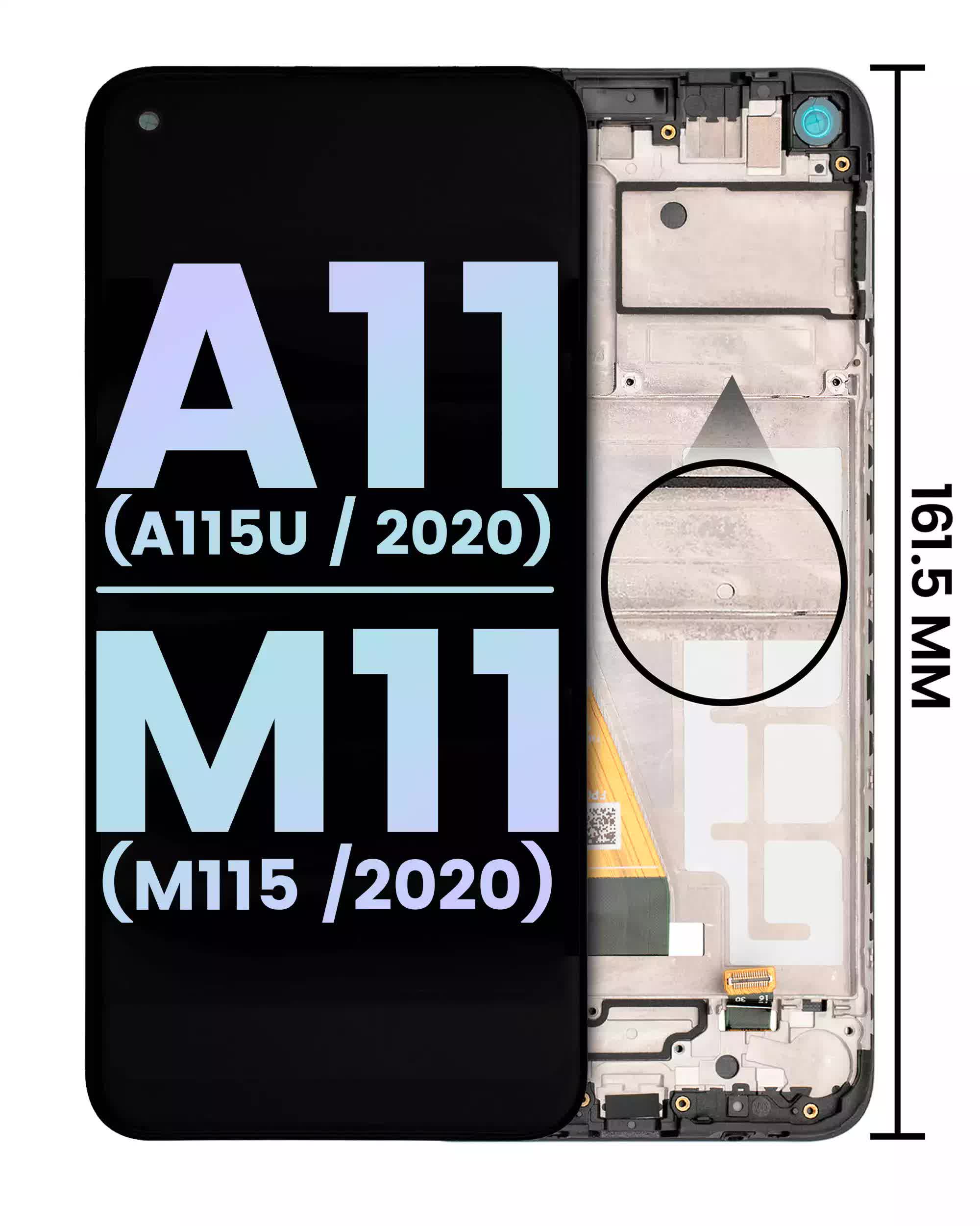 LCD Display mit Rahmen für Samsung Galaxy A11 (A115U / 2020) M11 (M115 /2020) (US-Version) (Service Pack)