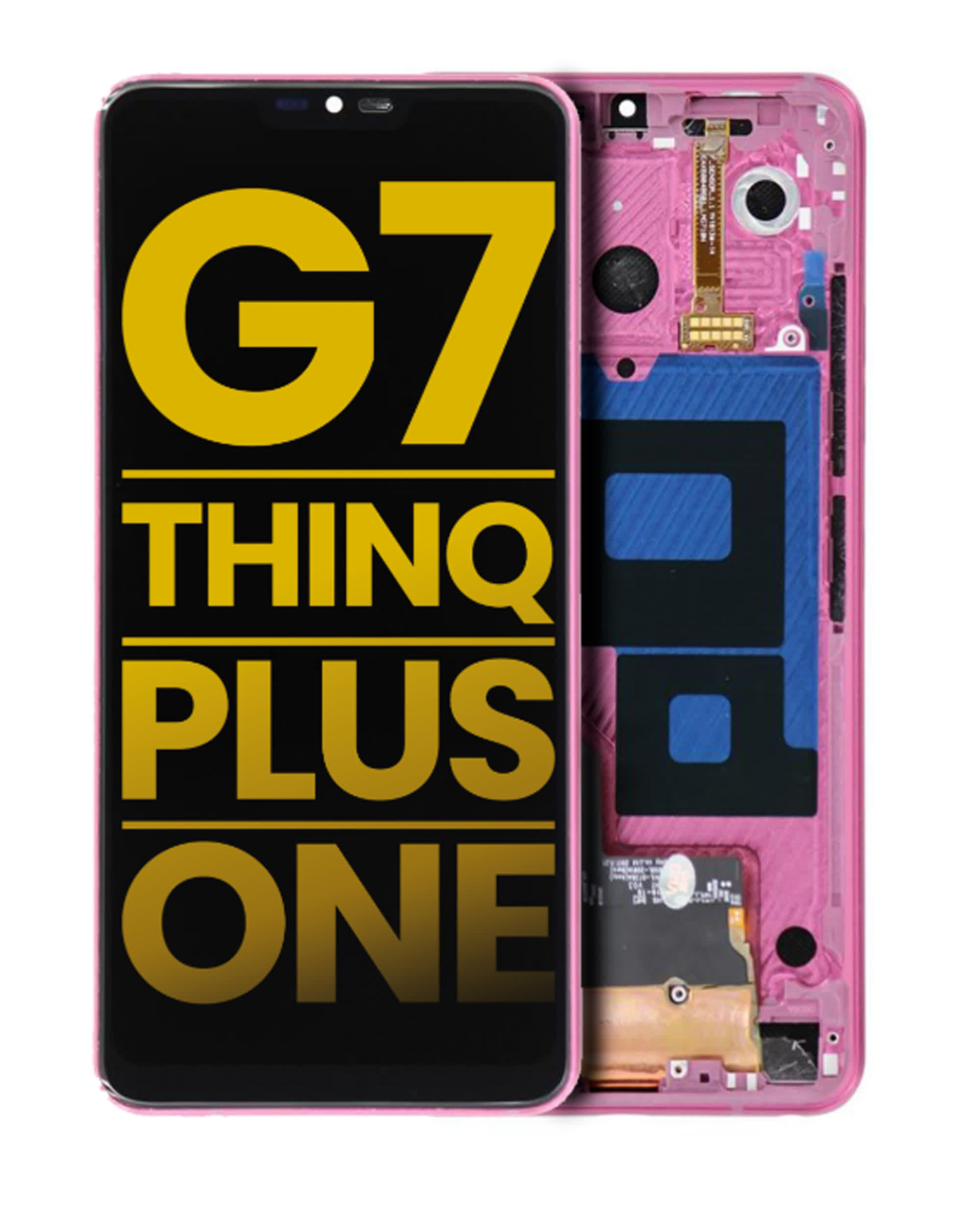 LCD Display mit Rahmen für LG G7 ThinQ / G7 Plus / G7 One (professionell aufgearbeitet) (Raspberry Rose)