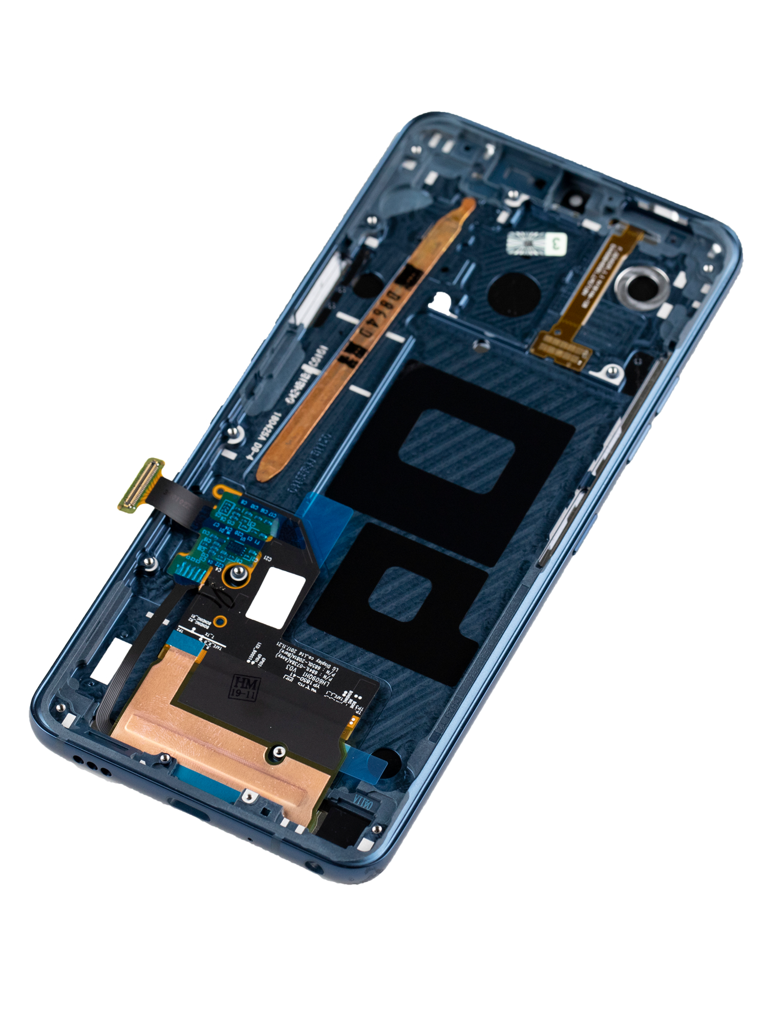 LCD Display mit Rahmen für LG G7 ThinQ / G7 Plus / G7 One (professionell aufgearbeitet) (Moroccan Blue) – Bild 4