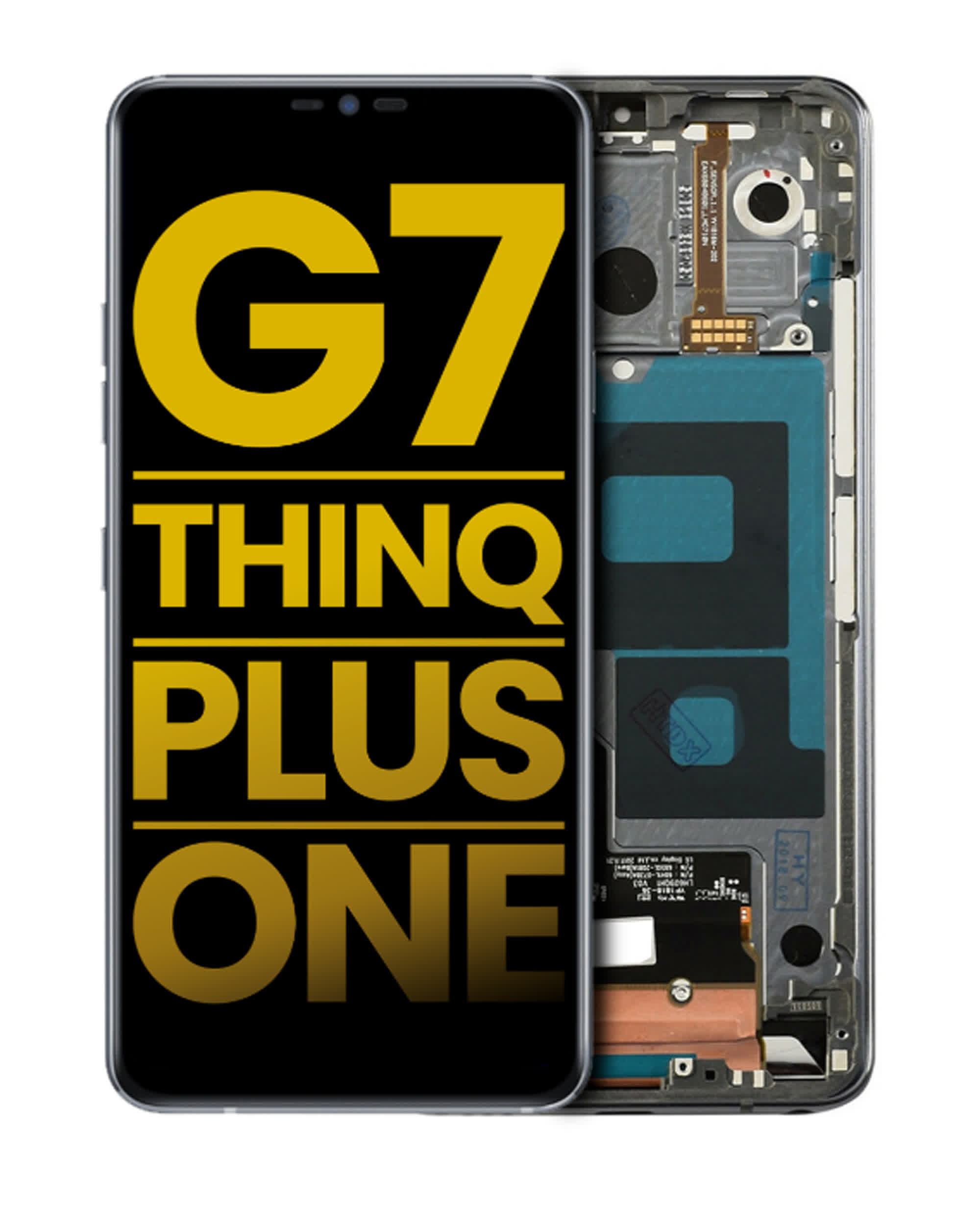 LCD Display mit Rahmen für LG G7 ThinQ / G7 Plus / G7 One (professionell aufgearbeitet) (Gray (Grau))