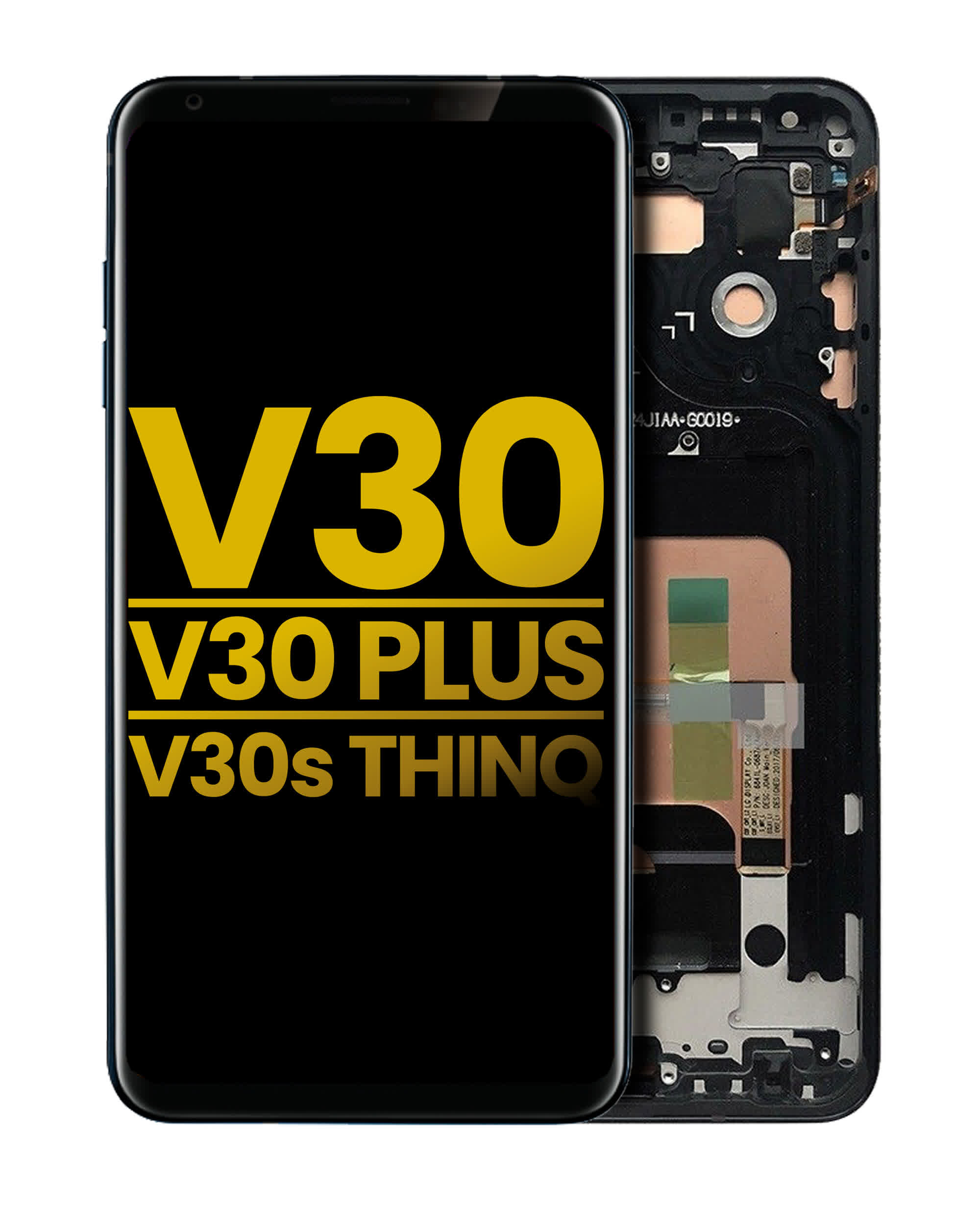 OLED Display mit Rahmen für LG V30 / V30 Plus / V30S ThinQ (professionell aufgearbeitet) (Aurora Black)