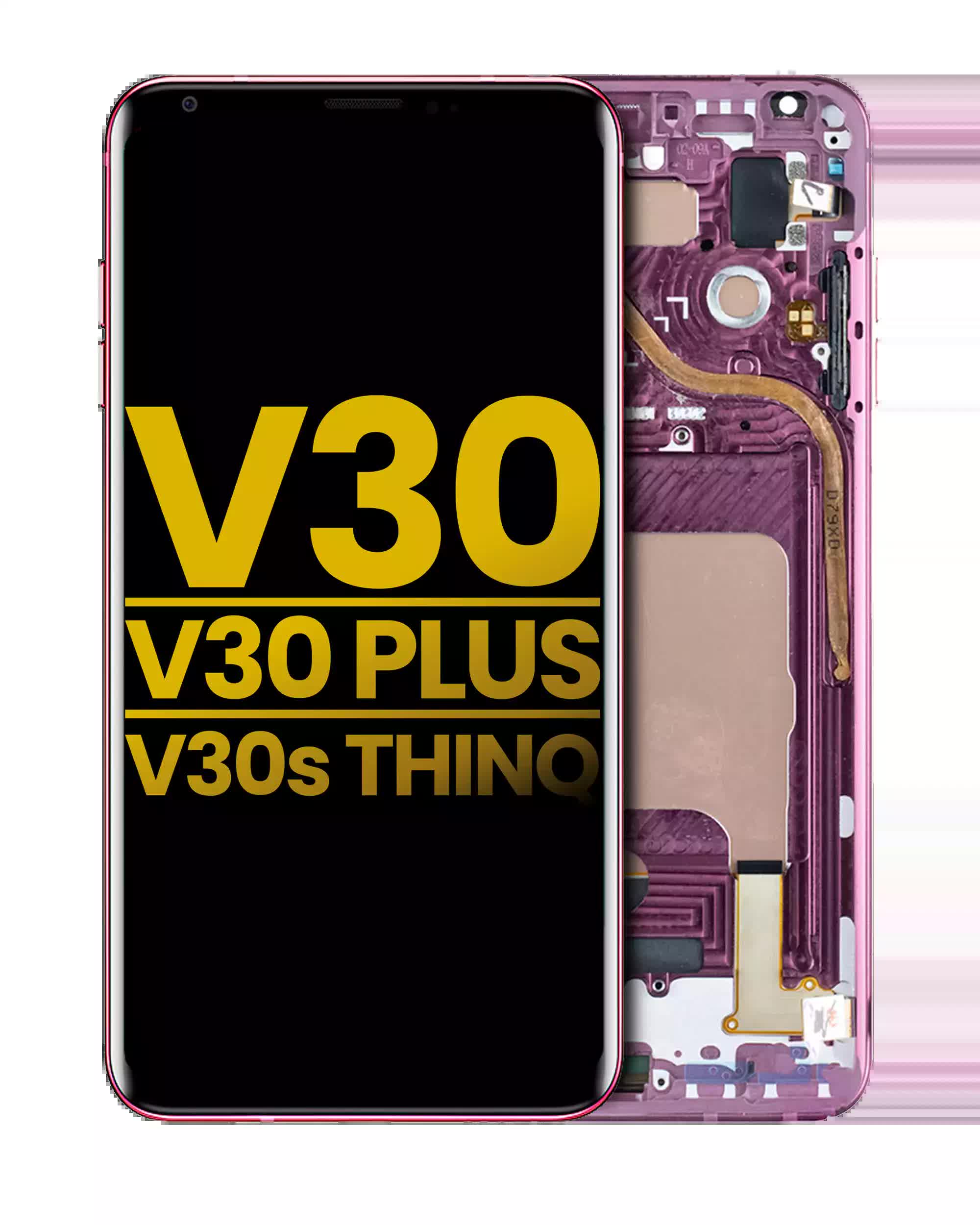 OLED Display mit Rahmen für LG V30 / V30 Plus / V30S ThinQ (professionell aufgearbeitet) (Raspberry Rose)