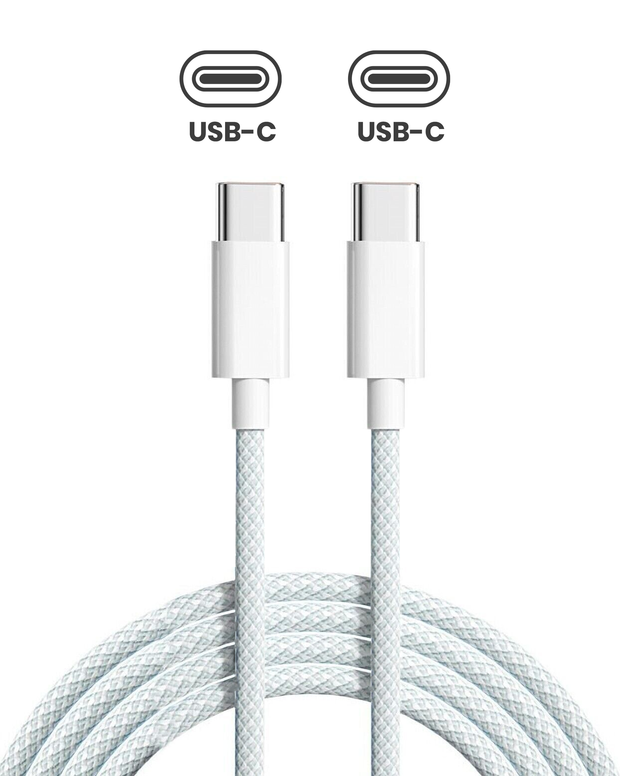 USB-C to C Braided Kabel für iPhone / iPad (1 m / 3 ft) (Original Grade A) (Bulk-Verpackung) – Bild 4