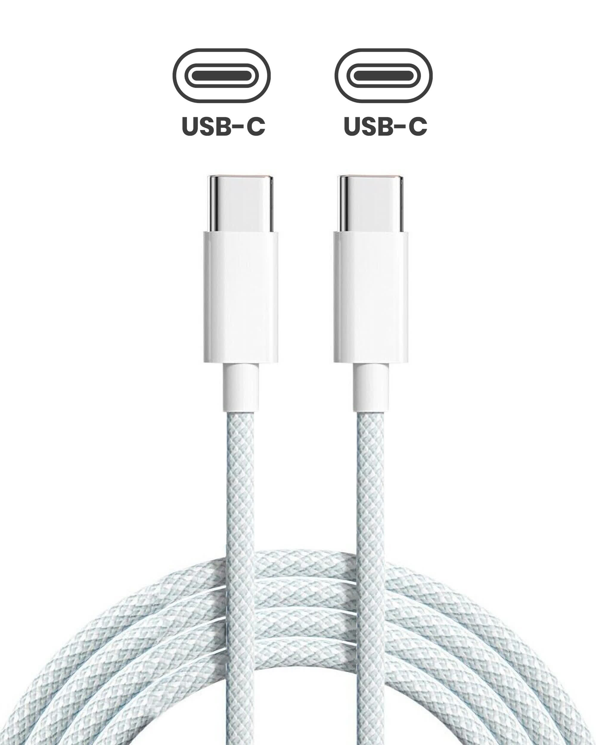 USB-C to C Braided Kabel für iPhone / iPad (1 m / 3 ft) (Original Grade A) (Bulk-Verpackung) (10er-Pack)
