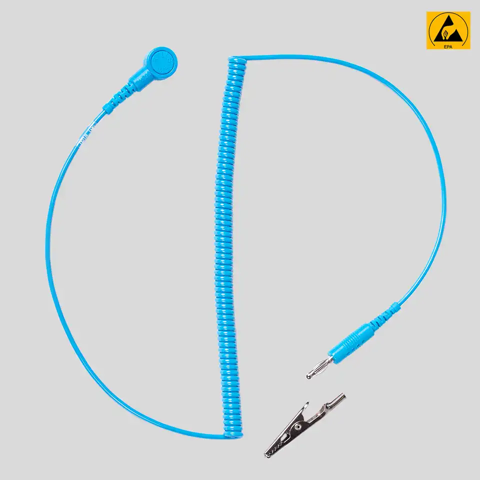 Premium 1.8m Coil Cord (10mm) Snap Both Ends Grounding Kabel für Wrist Straps & Electronics Repair (ESD-Safe) (Dark Blue) – Bild 4