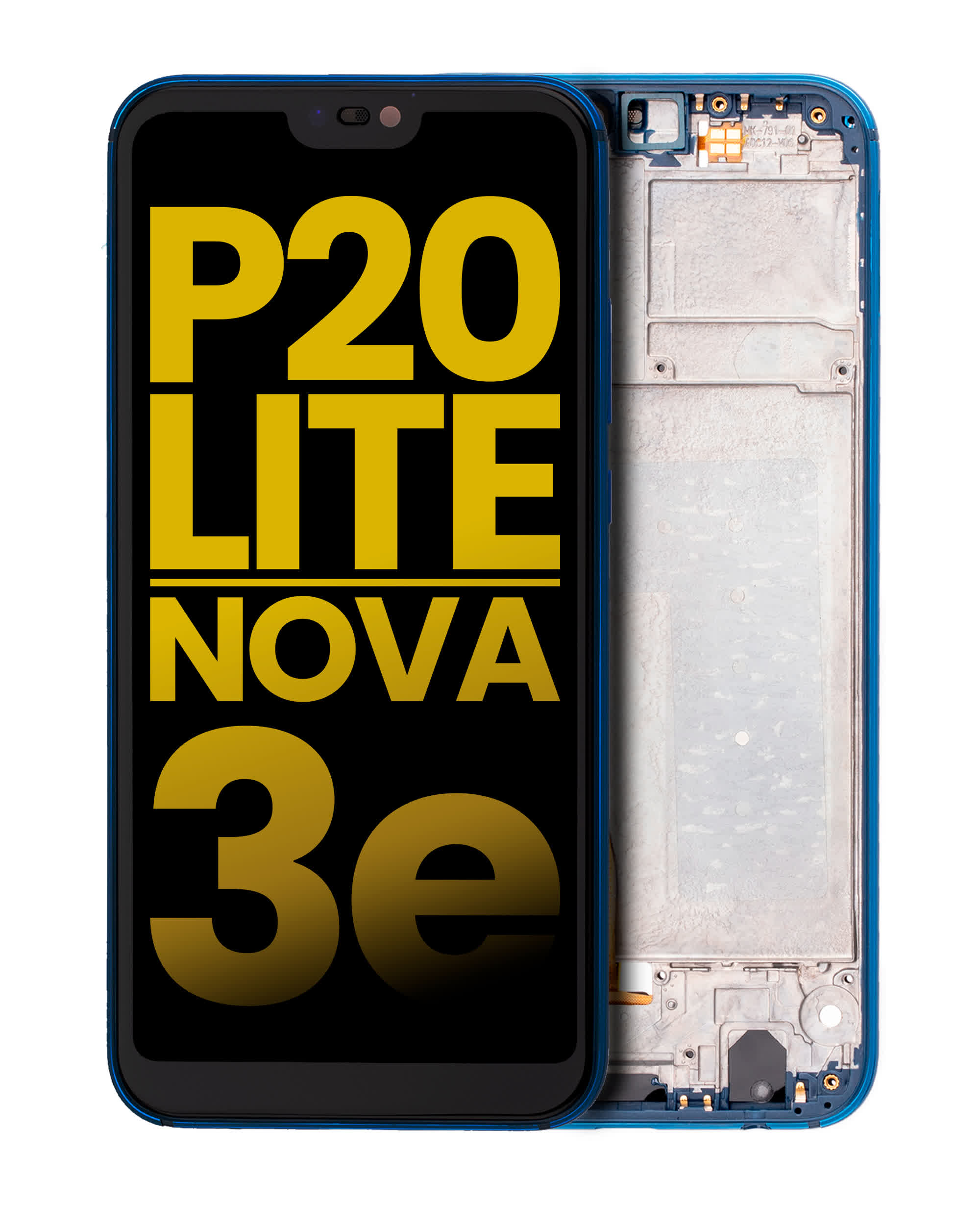 LCD Display mit Rahmen für Huawei P20 Lite / Nova 3e (professionell aufgearbeitet) (Blue (Blau))