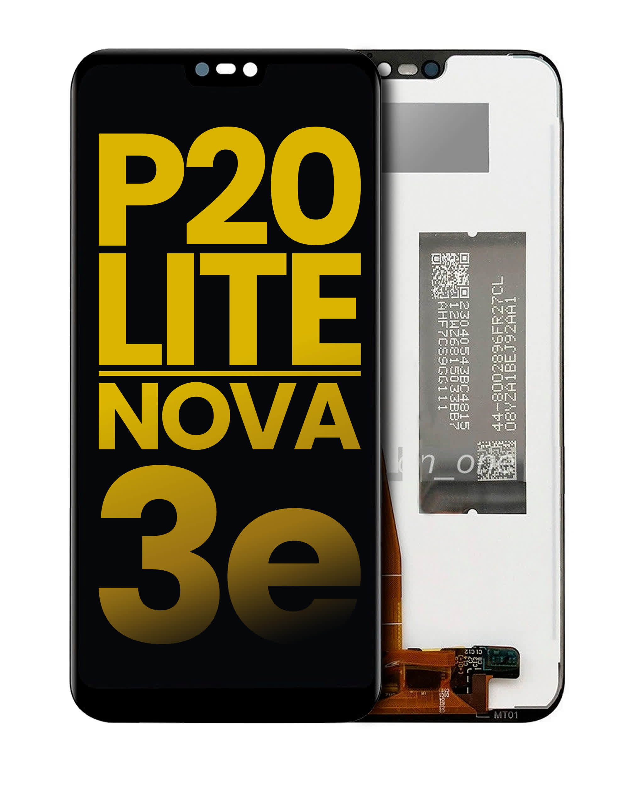 LCD Display ohne Rahmen für Huawei P20 Lite / Nova 3e (professionell aufgearbeitet) (Black (Schwarz))