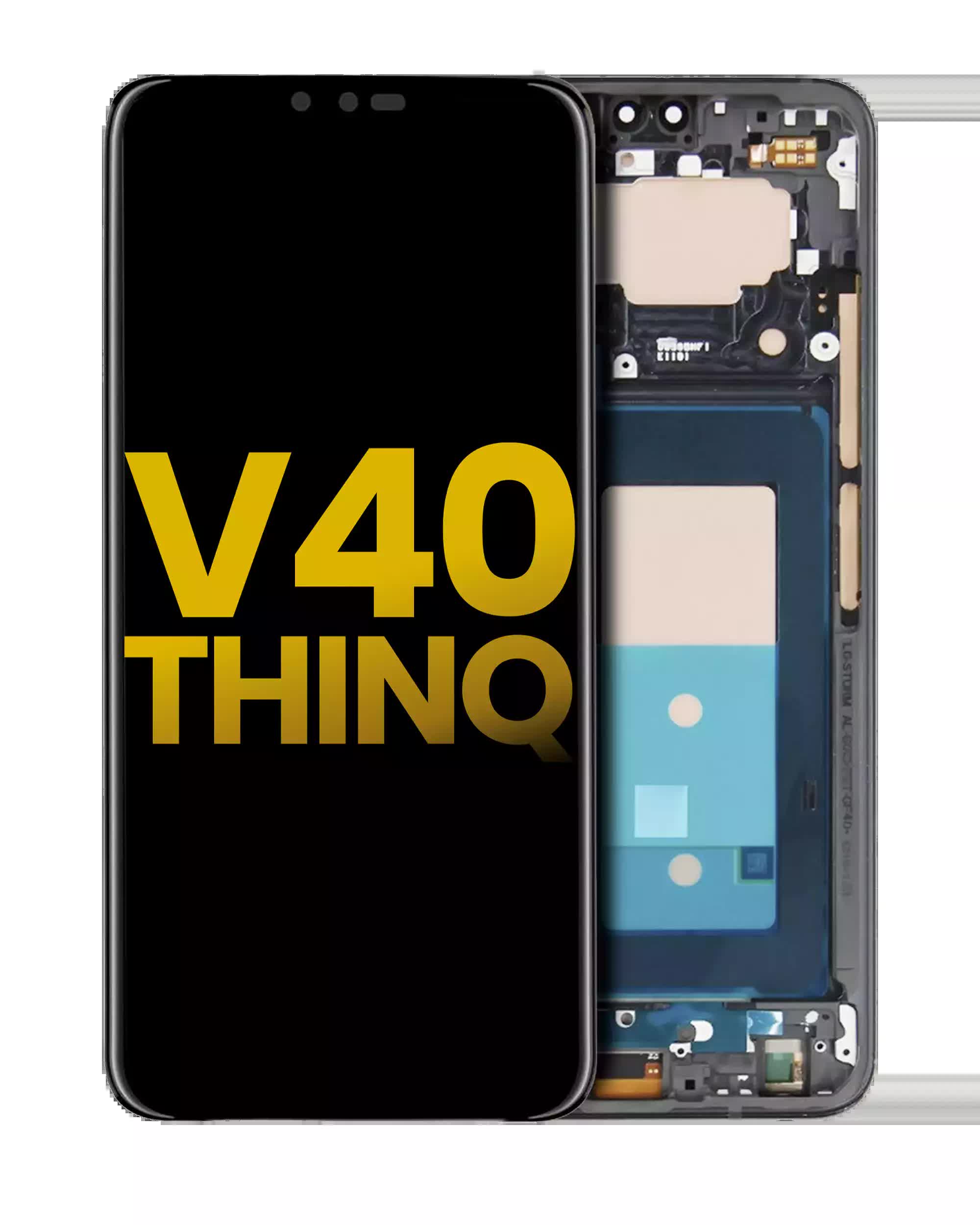 OLED Display mit Rahmen für LG V40 ThinQ (professionell aufgearbeitet) (Platinum Gray)