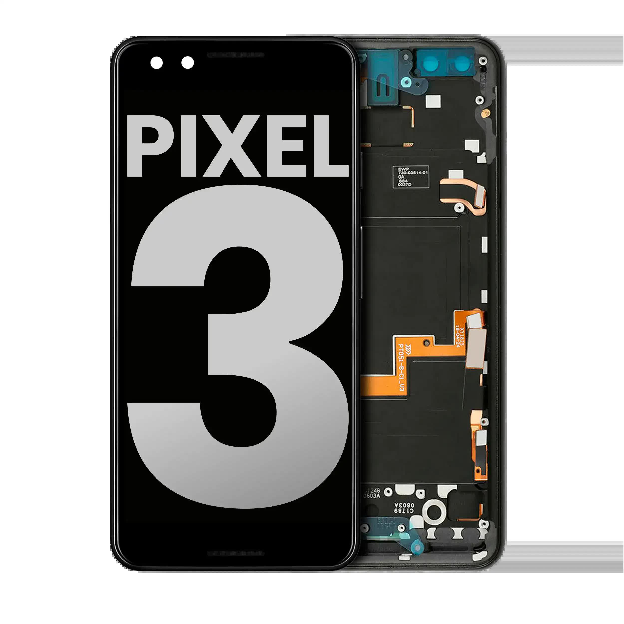 OLED Display mit Rahmen für Google Pixel 3 (ausgebautes Originalteil: Grade B/C) (Just Black)