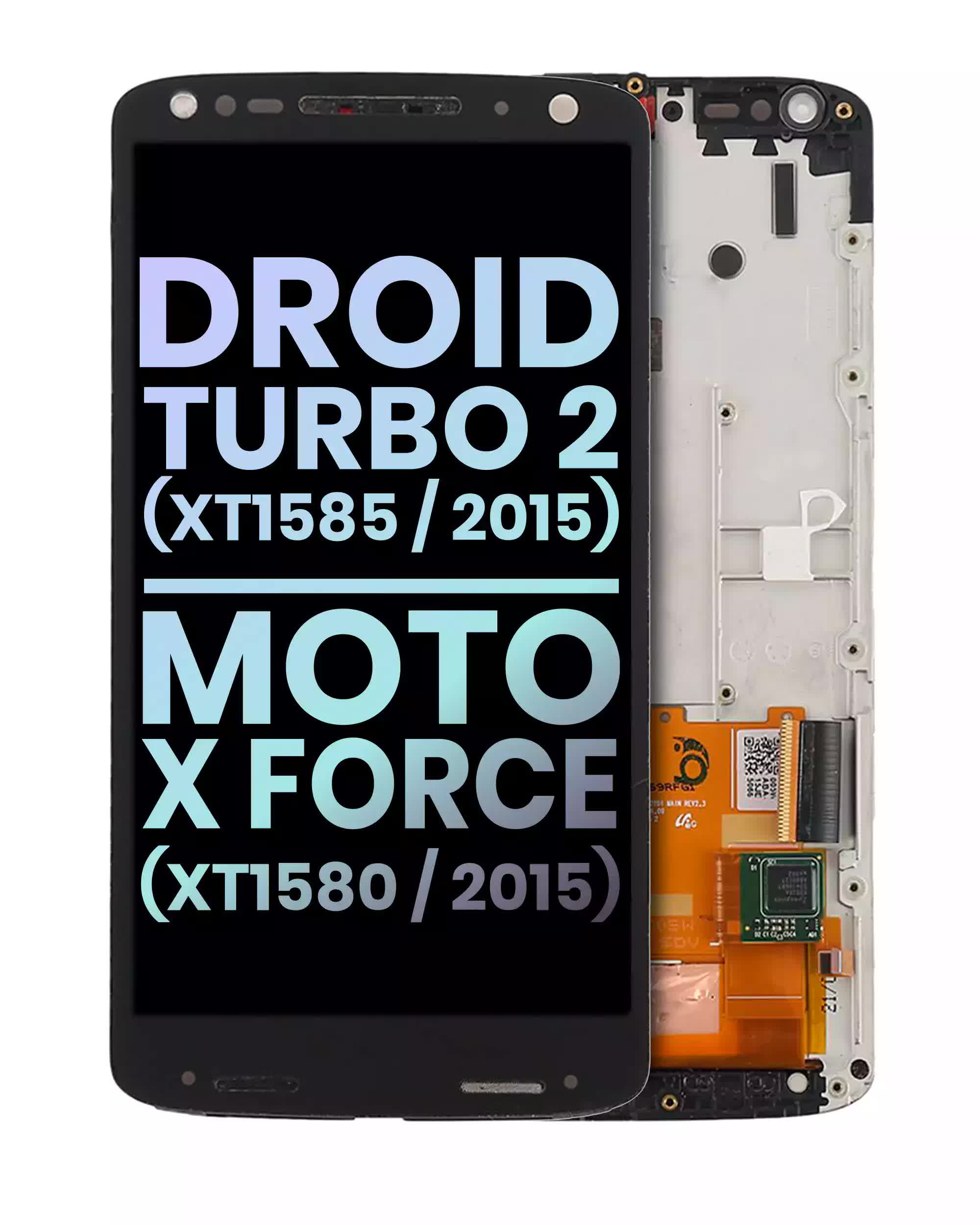 LCD Display mit Rahmen für Droid Turbo 2 (XT1585 / 2015) / Moto X Force (XT1580 / 2015) (Original) (Black (Schwarz))