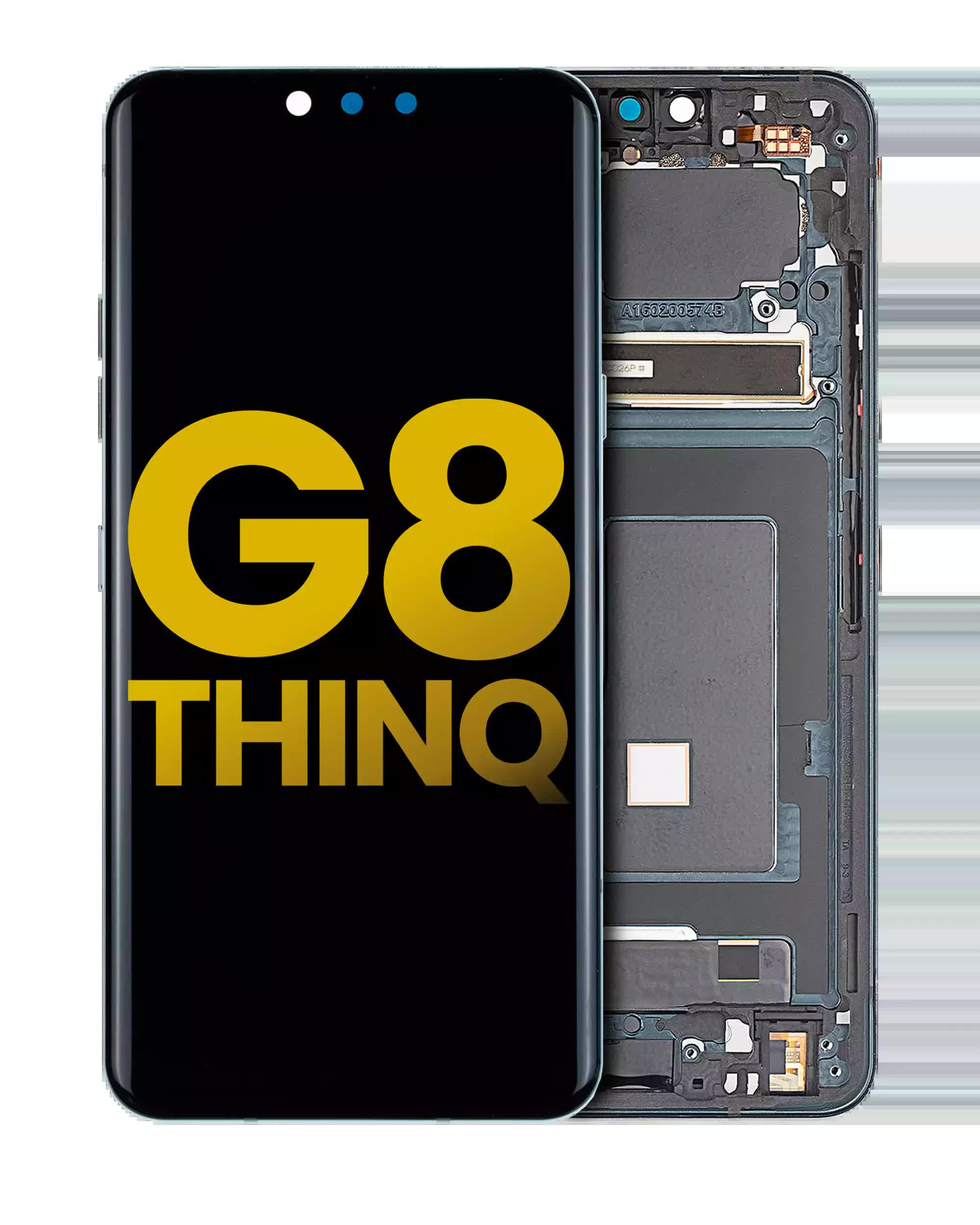 OLED Display mit Rahmen für LG G8 ThinQ (professionell aufgearbeitet) (Aurora Black)
