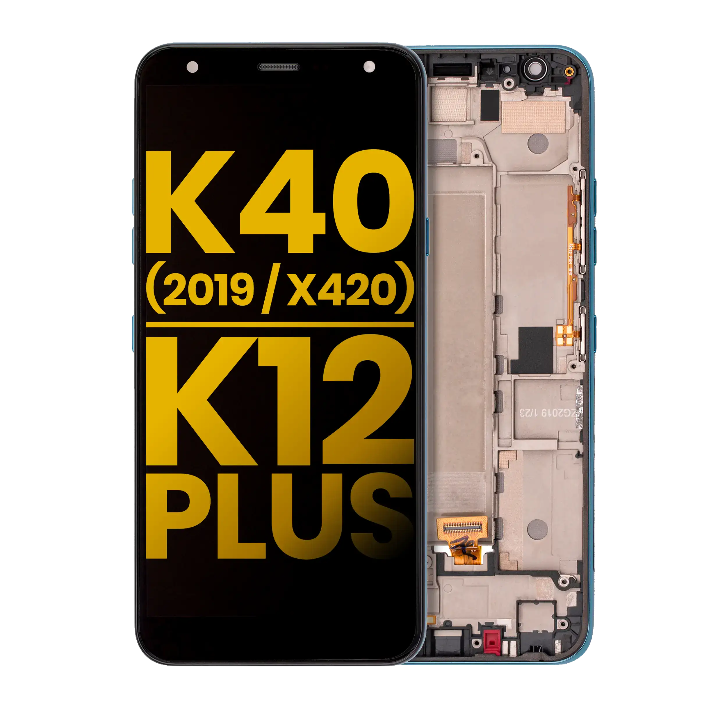 LCD Display mit Rahmen für LG K40 (2019 / X420) / K12 Plus (professionell aufgearbeitet) (Black (Schwarz)) – Bild 4