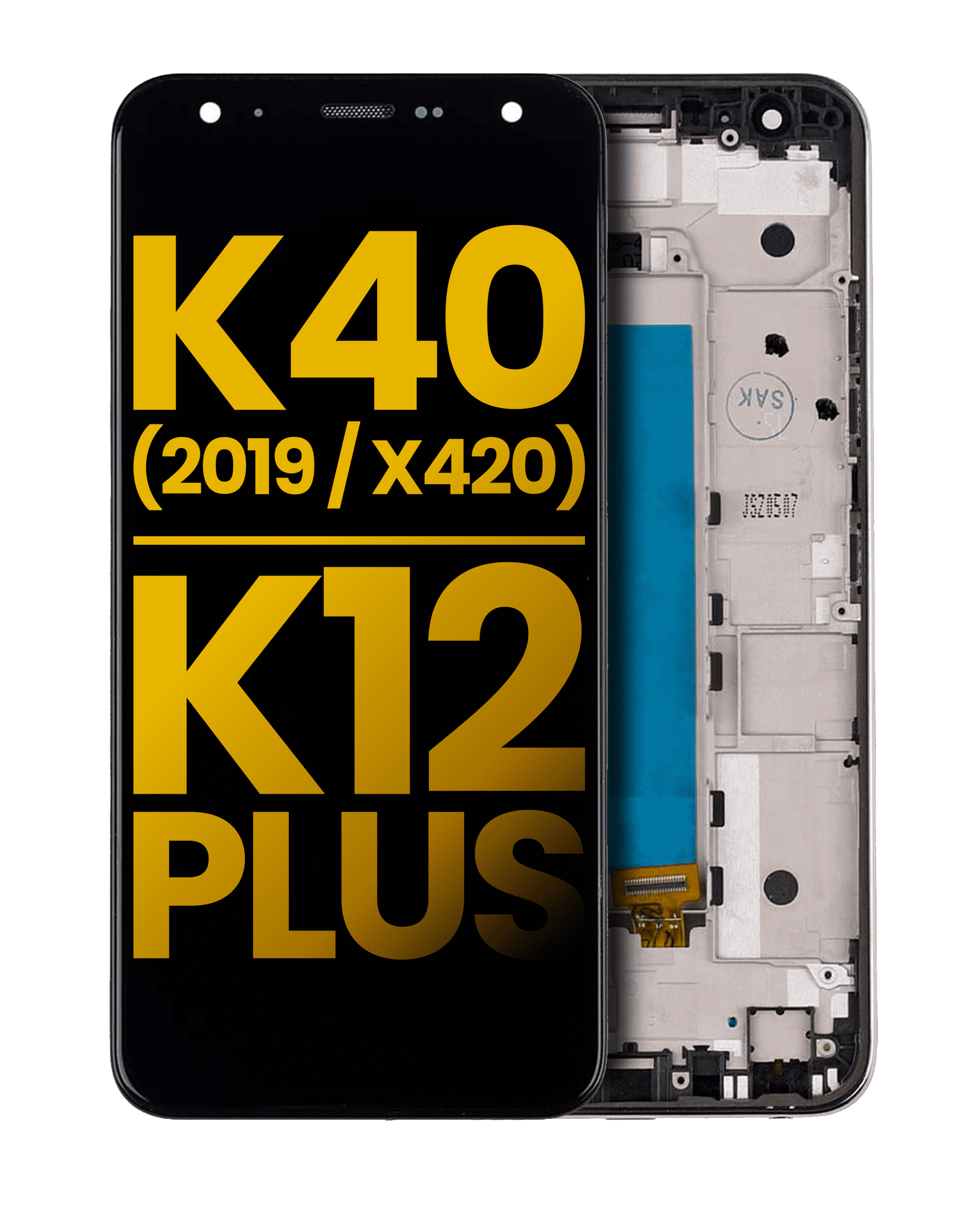 LCD Display mit Rahmen für LG K40 (2019 / X420) / K12 Plus (professionell aufgearbeitet) (Black (Schwarz)) – Bild 5