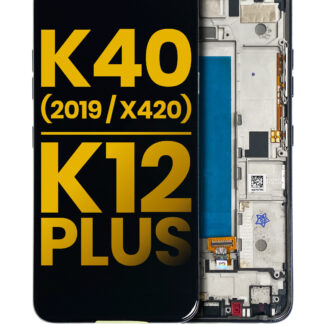 LCD Display mit Rahmen für LG K40 (2019 / X420) / K12 Plus (professionell aufgearbeitet) (Black (Schwarz))