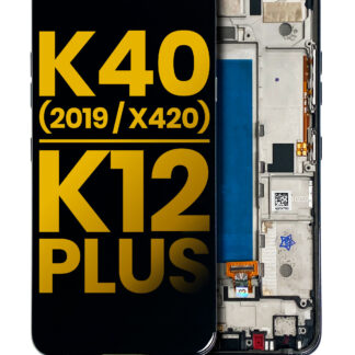 LCD Display mit Rahmen für LG K40 (2019 / X420) / K12 Plus (professionell aufgearbeitet) (Gray (Grau))