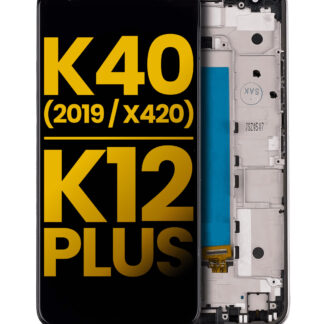 LCD Display mit Rahmen für LG K40 (2019 / X420) / K12 Plus (professionell aufgearbeitet) (Moroccan Blue)