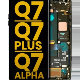 LCD Display mit Rahmen für LG Q7 / Q7 Plus / Q7 Alpha (professionell aufgearbeitet) (Aurora Black)