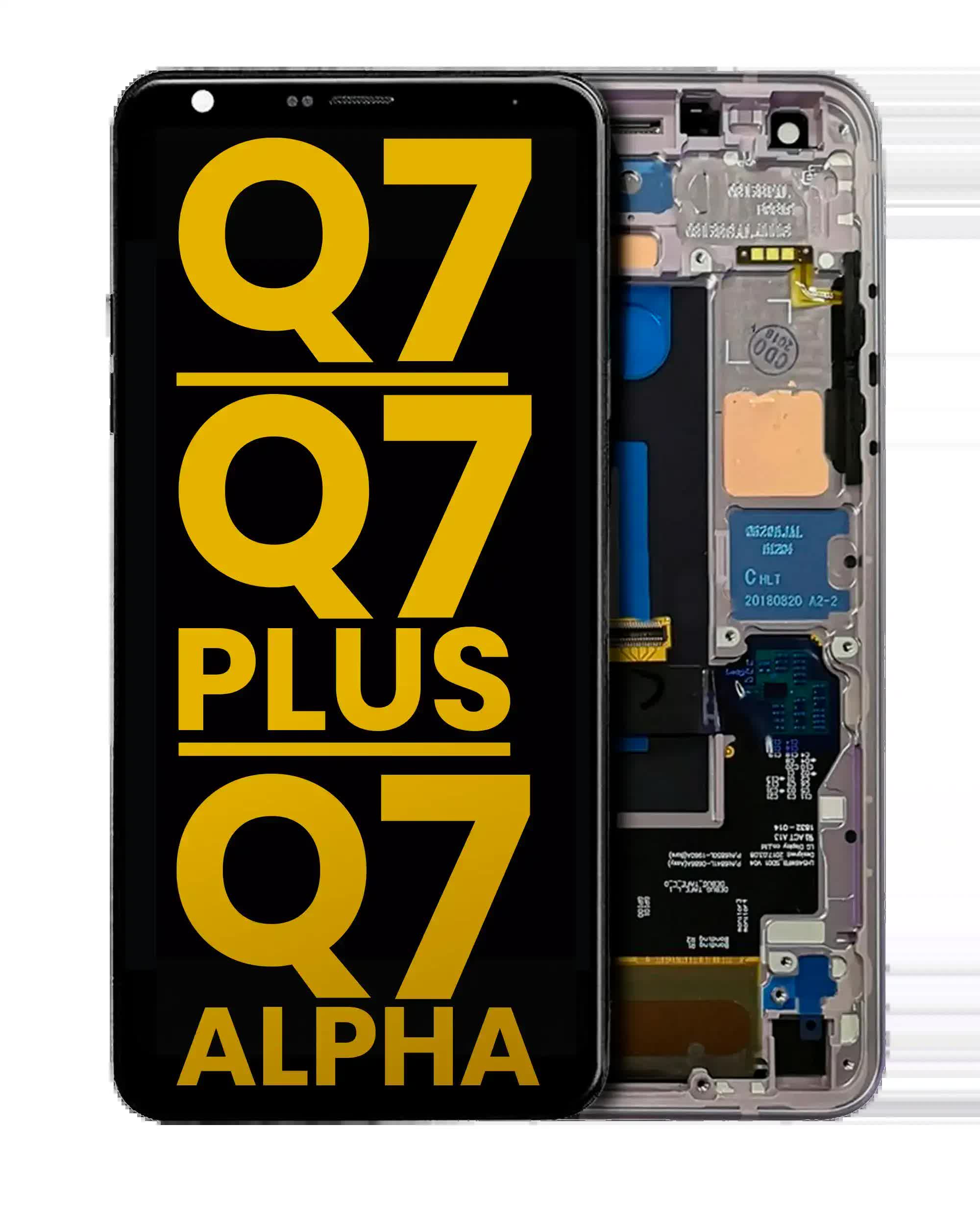 LCD Display mit Rahmen für LG Q7 / Q7 Plus / Q7 Alpha (professionell aufgearbeitet) (Lavender Violet)