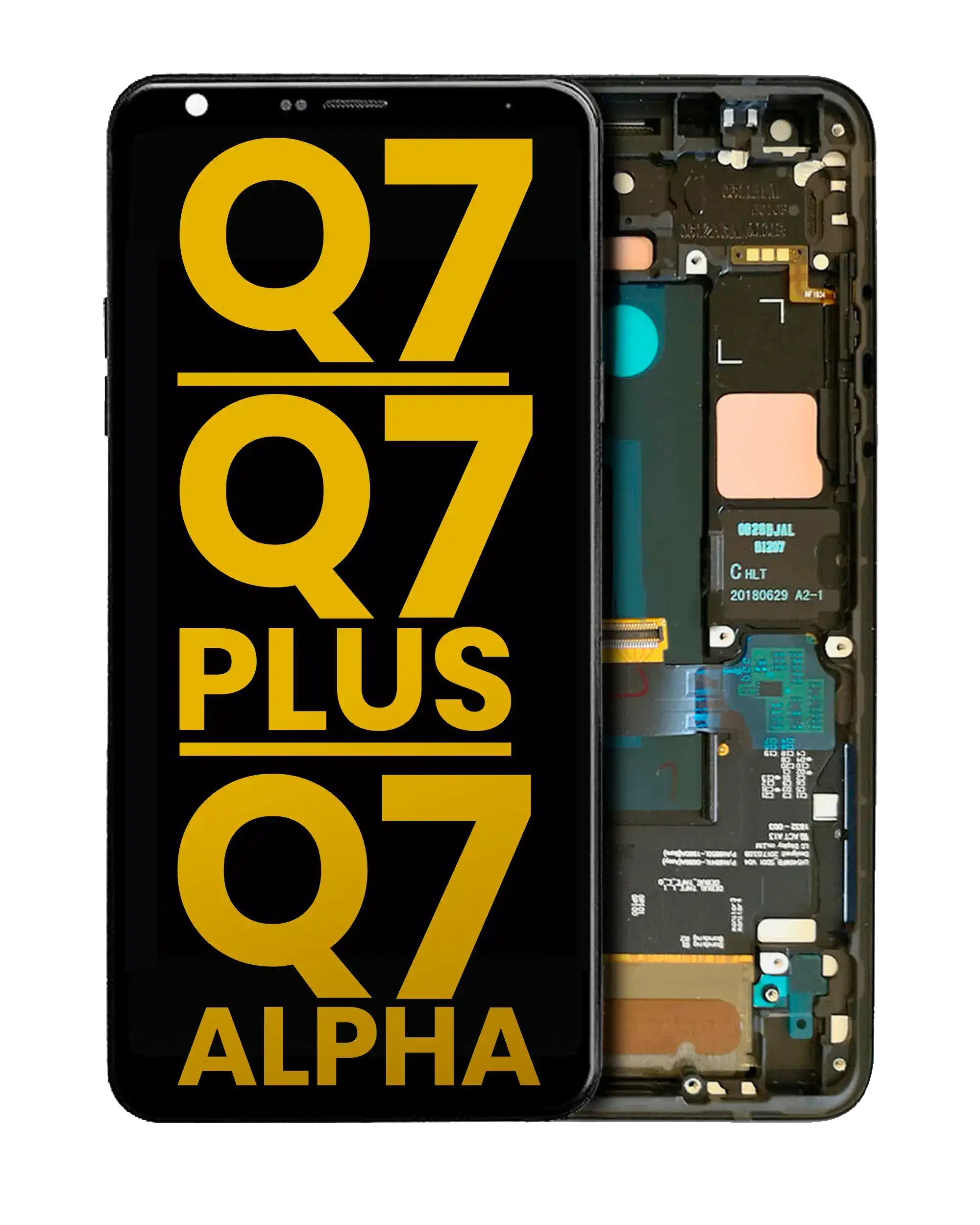 LCD Display mit Rahmen für LG Q7 / Q7 Plus / Q7 Alpha (professionell aufgearbeitet) (Light Blue) – Bild 4