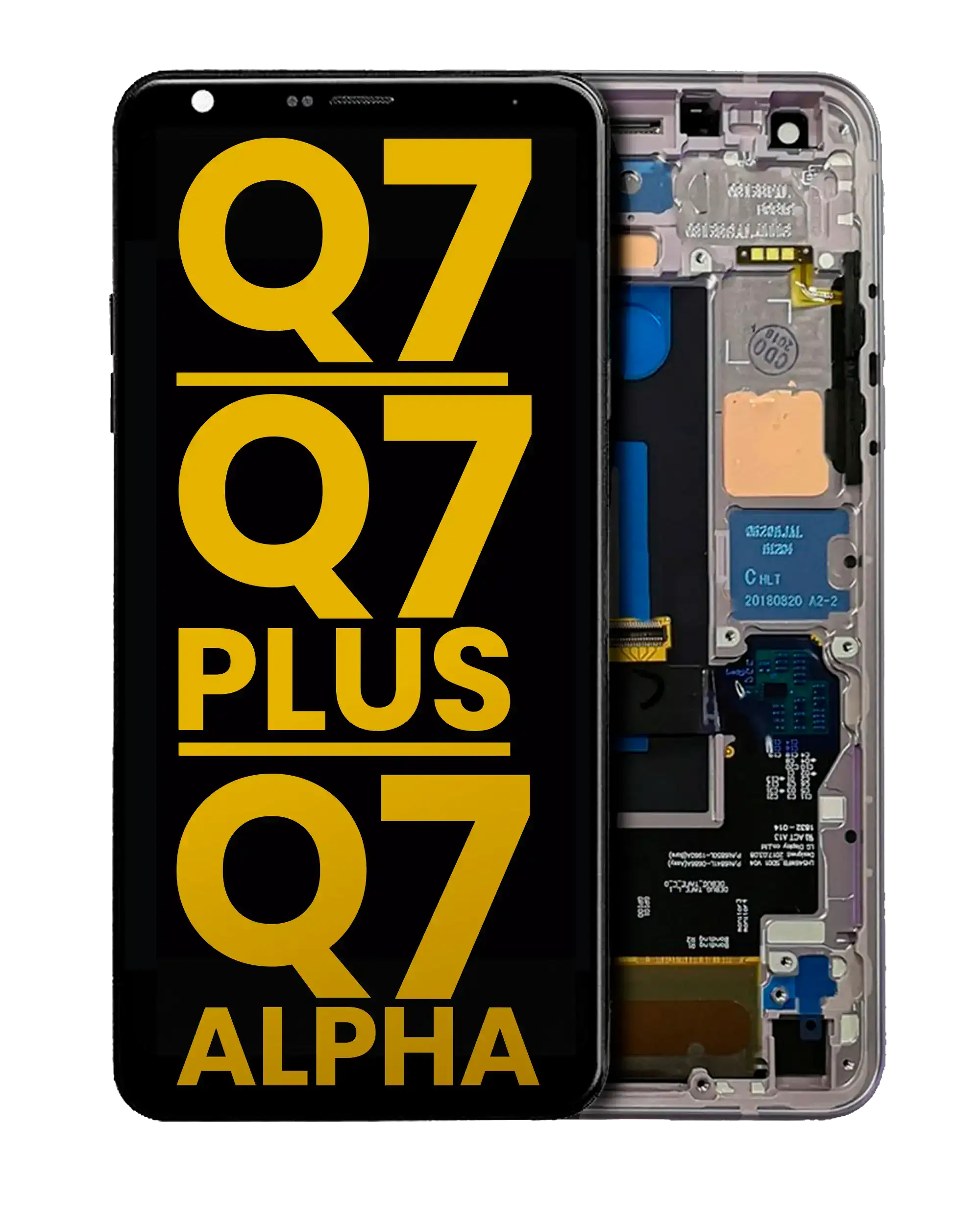 LCD Display mit Rahmen für LG Q7 / Q7 Plus / Q7 Alpha (professionell aufgearbeitet) (Light Blue) – Bild 5
