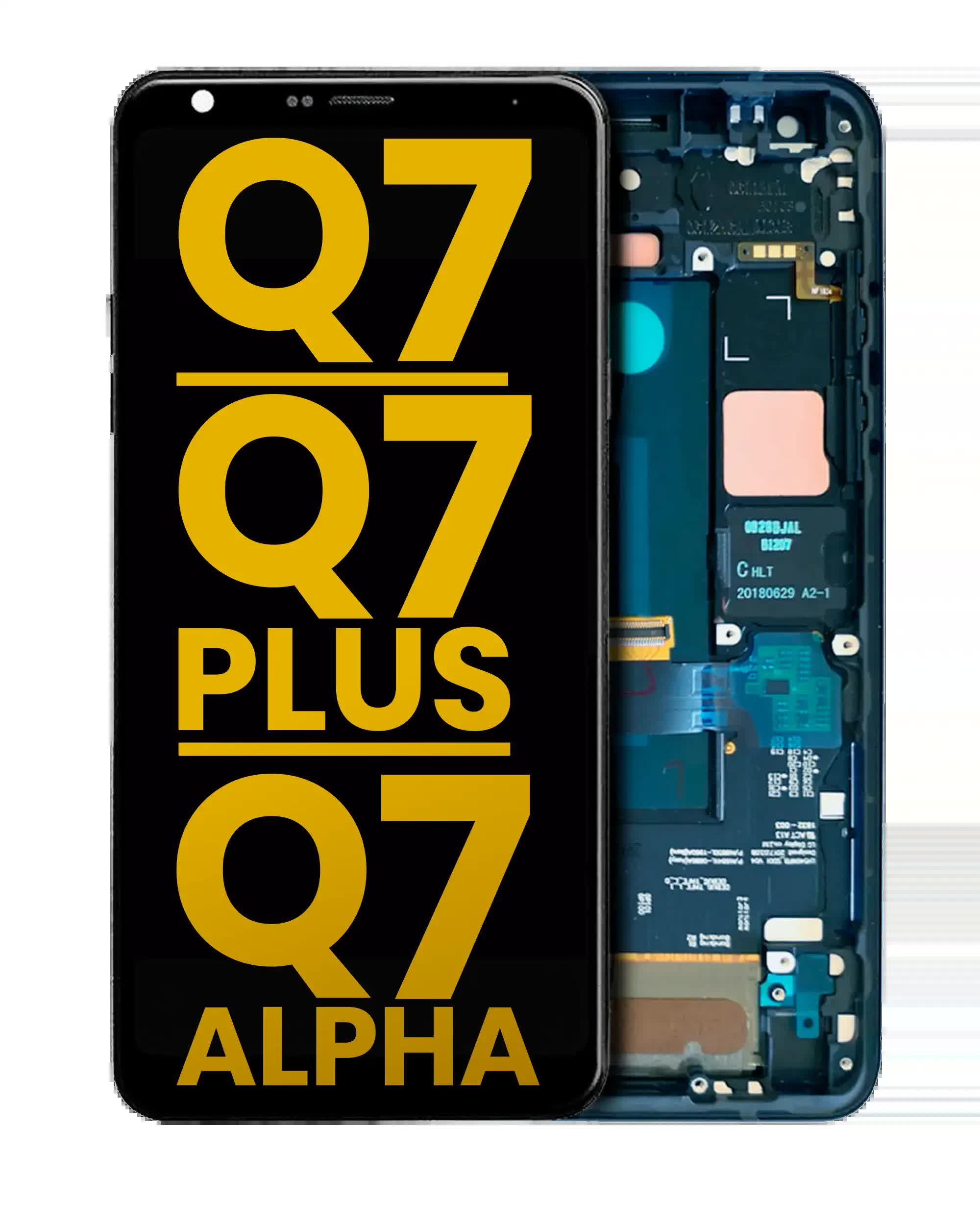 LCD Display mit Rahmen für LG Q7 / Q7 Plus / Q7 Alpha (professionell aufgearbeitet) (Light Blue)