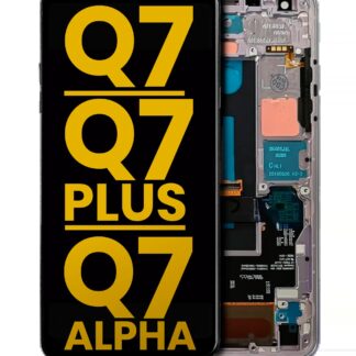 LCD Display mit Rahmen für LG Q7 / Q7 Plus / Q7 Alpha (professionell aufgearbeitet) (Silver (Silber))