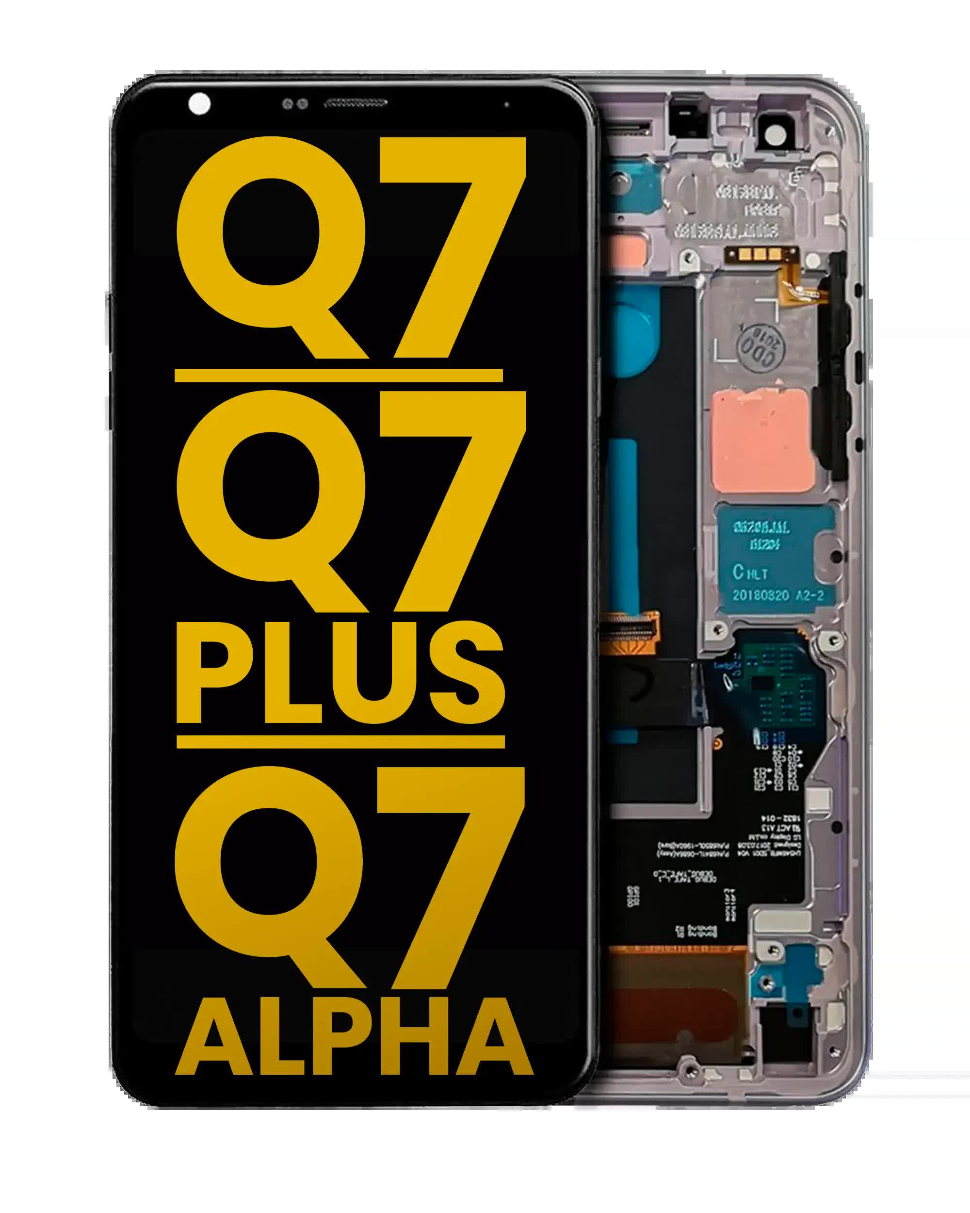 LCD Display mit Rahmen für LG Q7 / Q7 Plus / Q7 Alpha (professionell aufgearbeitet) (Silver (Silber))