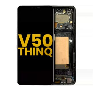 OLED Display mit Rahmen für LG V50 ThinQ 5G (International Version) (professionell aufgearbeitet) (Aurora Black)