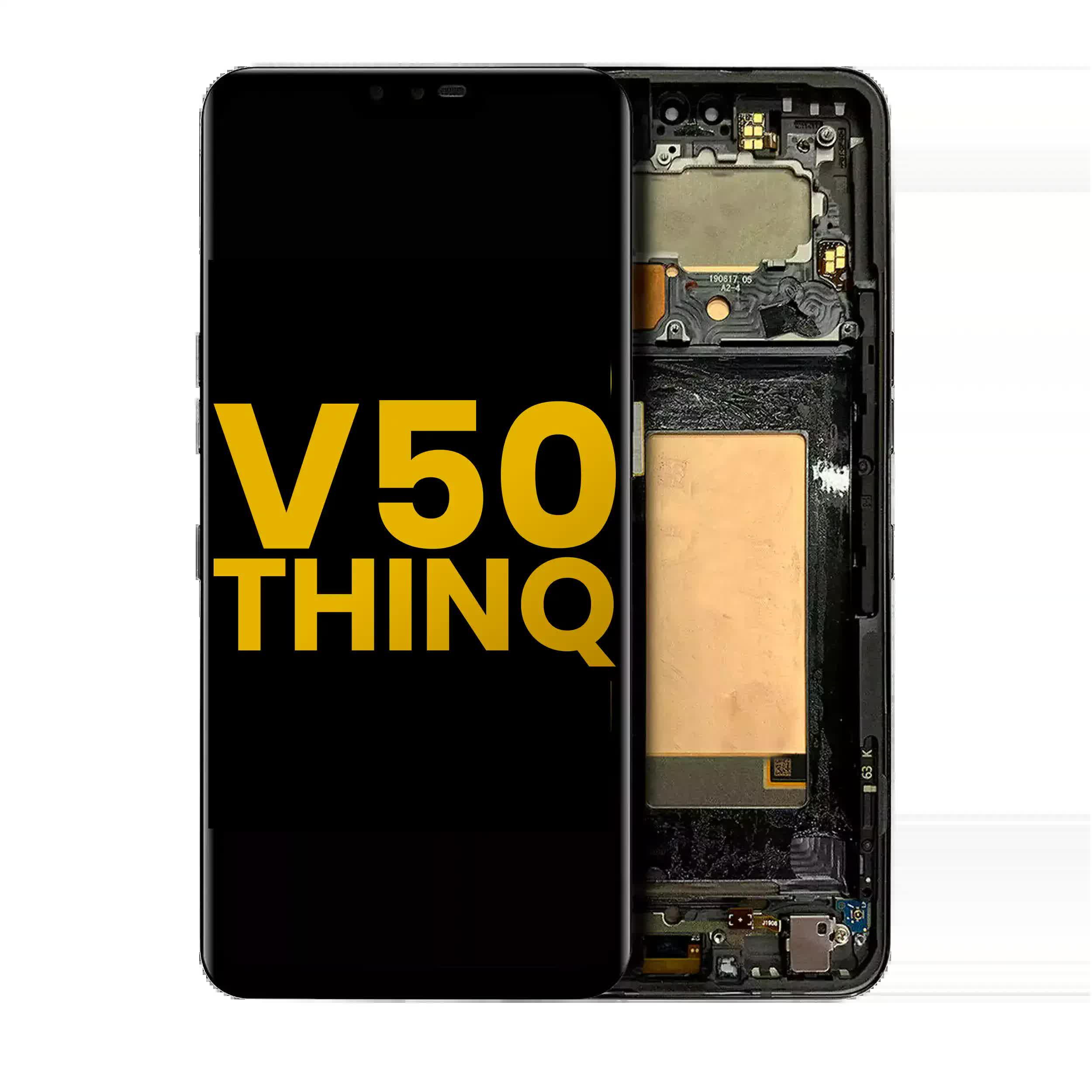 OLED Display mit Rahmen für LG V50 ThinQ 5G (International Version) (professionell aufgearbeitet) (Aurora Black)