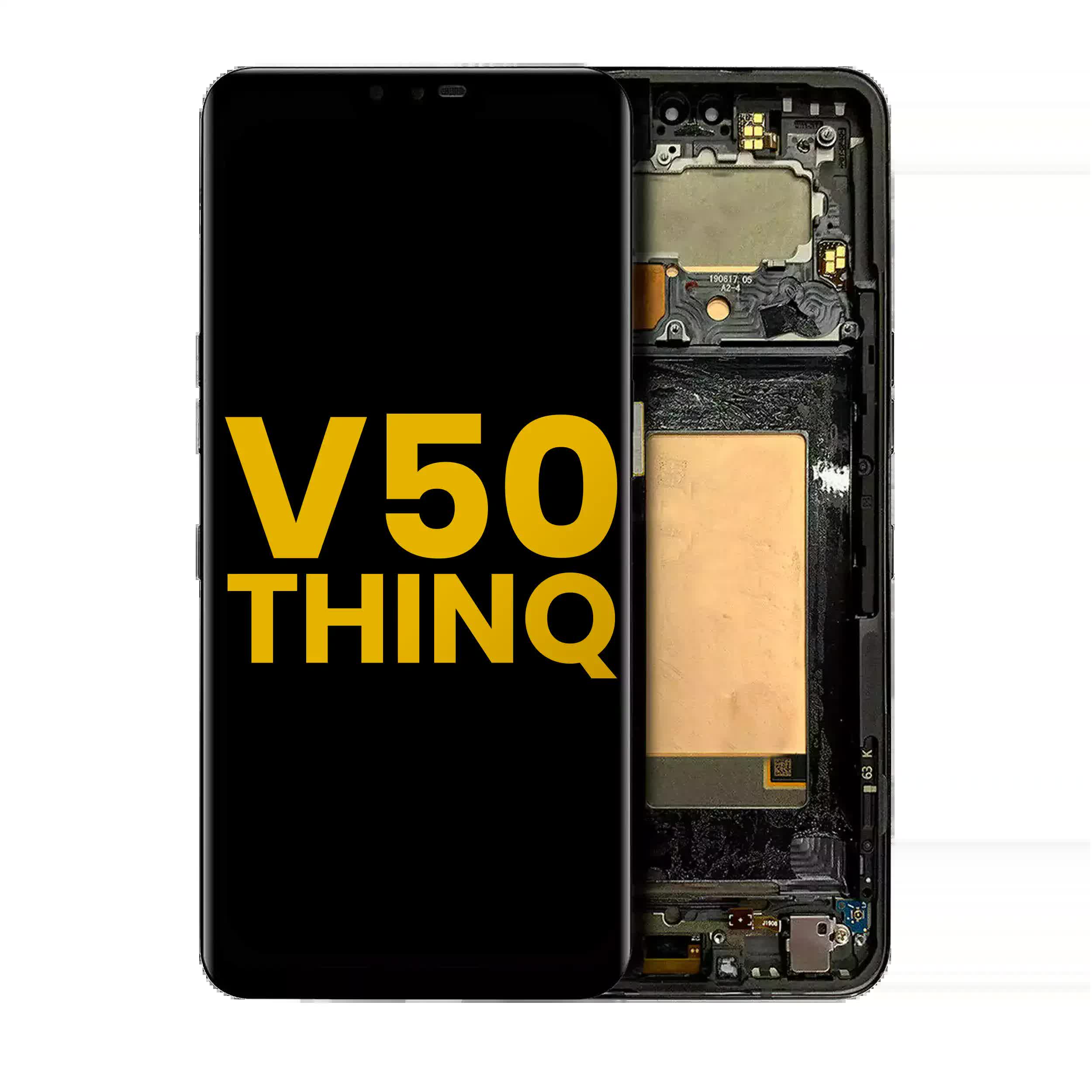 OLED Display mit Rahmen für LG V50 ThinQ 5G (US-Version) (professionell aufgearbeitet) (Aurora Black)