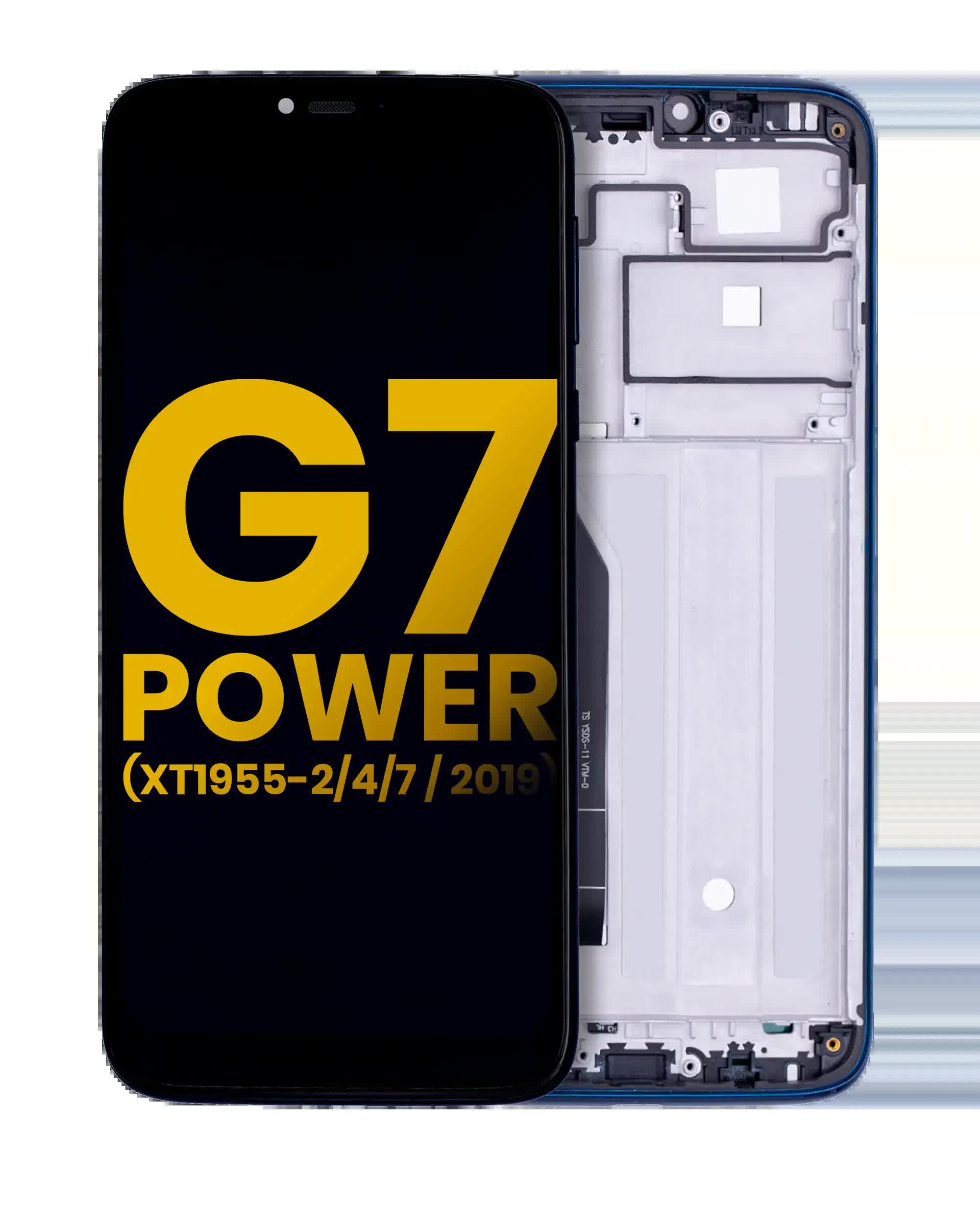 LCD Display mit Rahmen für Motorola Moto G7 Power (XT1955-2/4/7 / 2019) (International Version) (154MM) (professionell aufgearbeitet) (Marine Blue)
