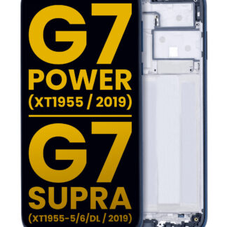 LCD Display mit Rahmen für Motorola Moto G7 Power (XT1955 / 2019) / G7 Supra (XT1955-5/6/DL / 2019) (US-Version) (157MM) (professionell aufgearbeitet) (Marine Blue)