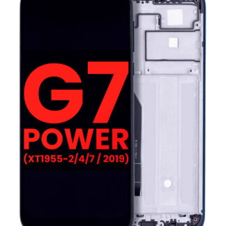 LCD Display mit Rahmen für Motorola Moto G7 Power (XT1955-2/4/7 / 2019) (International Version) (154MM) (Aftermarket Plus) (Marine Blue)