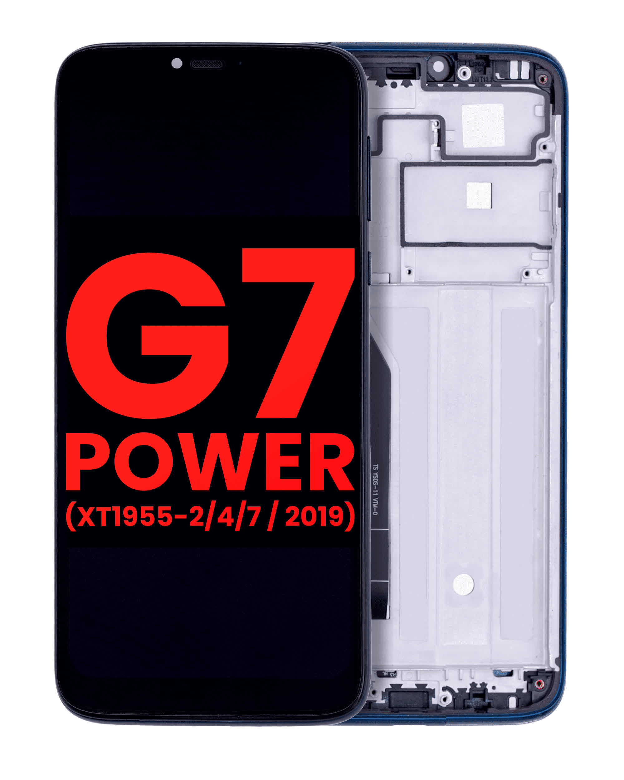 LCD Display mit Rahmen für Motorola Moto G7 Power (XT1955-2/4/7 / 2019) (International Version) (154MM) (Aftermarket Plus) (Marine Blue)