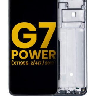 LCD Display mit Rahmen für Motorola Moto G7 Power (XT1955-1/2/4/7 / 2019) (International Version) (154MM) (professionell aufgearbeitet) (Ceramic Black)