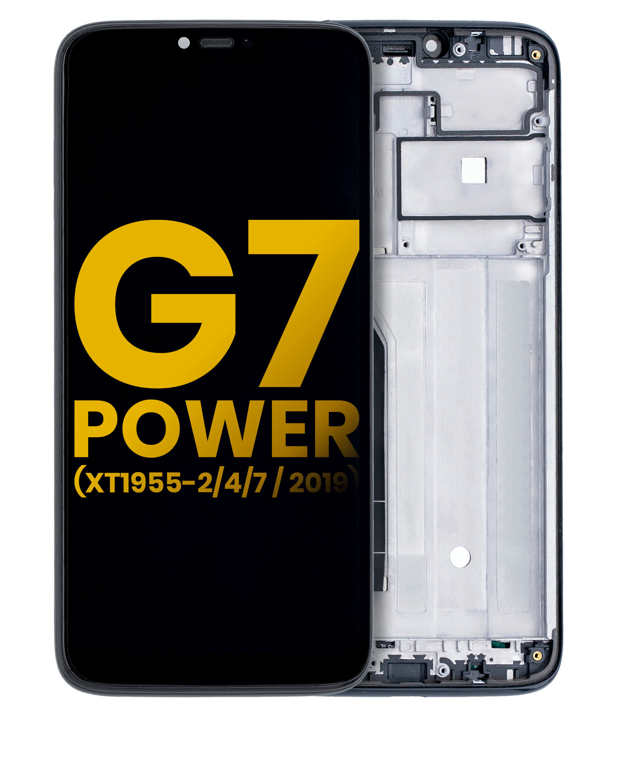 LCD Display mit Rahmen für Motorola Moto G7 Power (XT1955-1/2/4/7 / 2019) (International Version) (154MM) (professionell aufgearbeitet) (Ceramic Black)