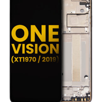 LCD Display mit Rahmen für Motorola One Vision (XT1970 / 2019) (professionell aufgearbeitet) (Bronze Gradient)