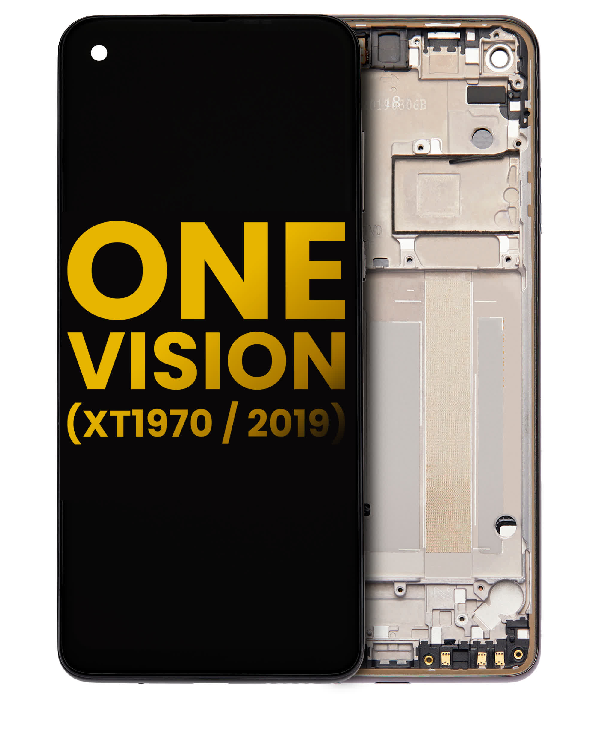 LCD Display mit Rahmen für Motorola One Vision (XT1970 / 2019) (professionell aufgearbeitet) (Bronze Gradient)