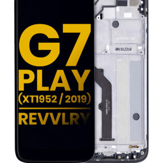 LCD Display mit Rahmen für Motorola Moto G7 Play (XT1952 / 2019) / T-Mobile Revvlry (professionell aufgearbeitet) (Starry Black)