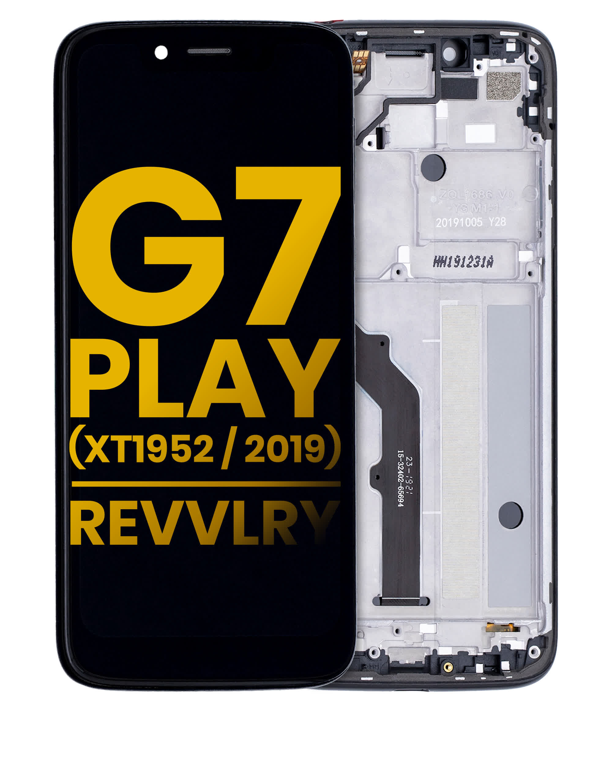 LCD Display mit Rahmen für Motorola Moto G7 Play (XT1952 / 2019) / T-Mobile Revvlry (professionell aufgearbeitet) (Starry Black)