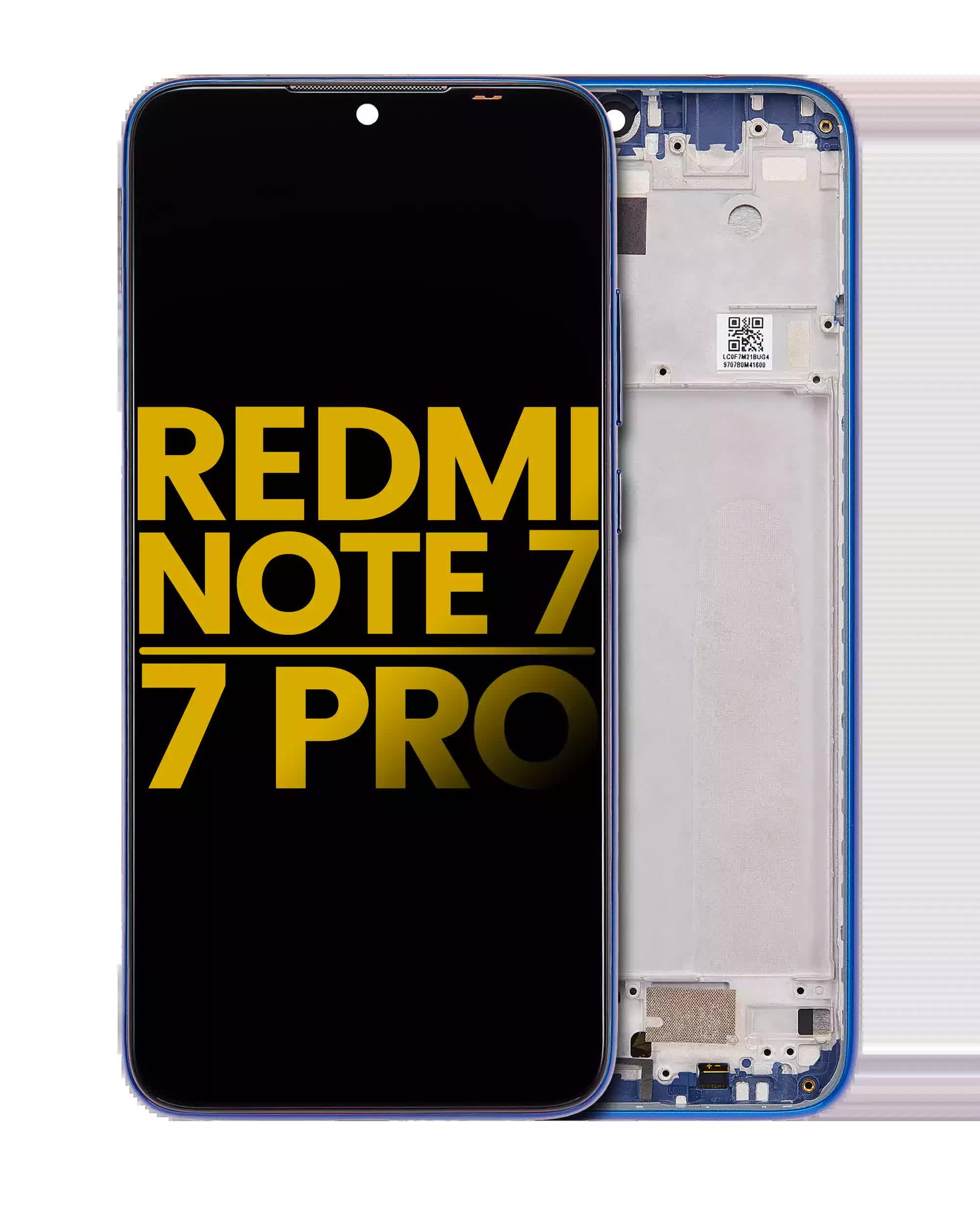 LCD Display mit Rahmen für Xiaomi Redmi Note 7 / 7 Pro (professionell aufgearbeitet) (Blue (Blau))