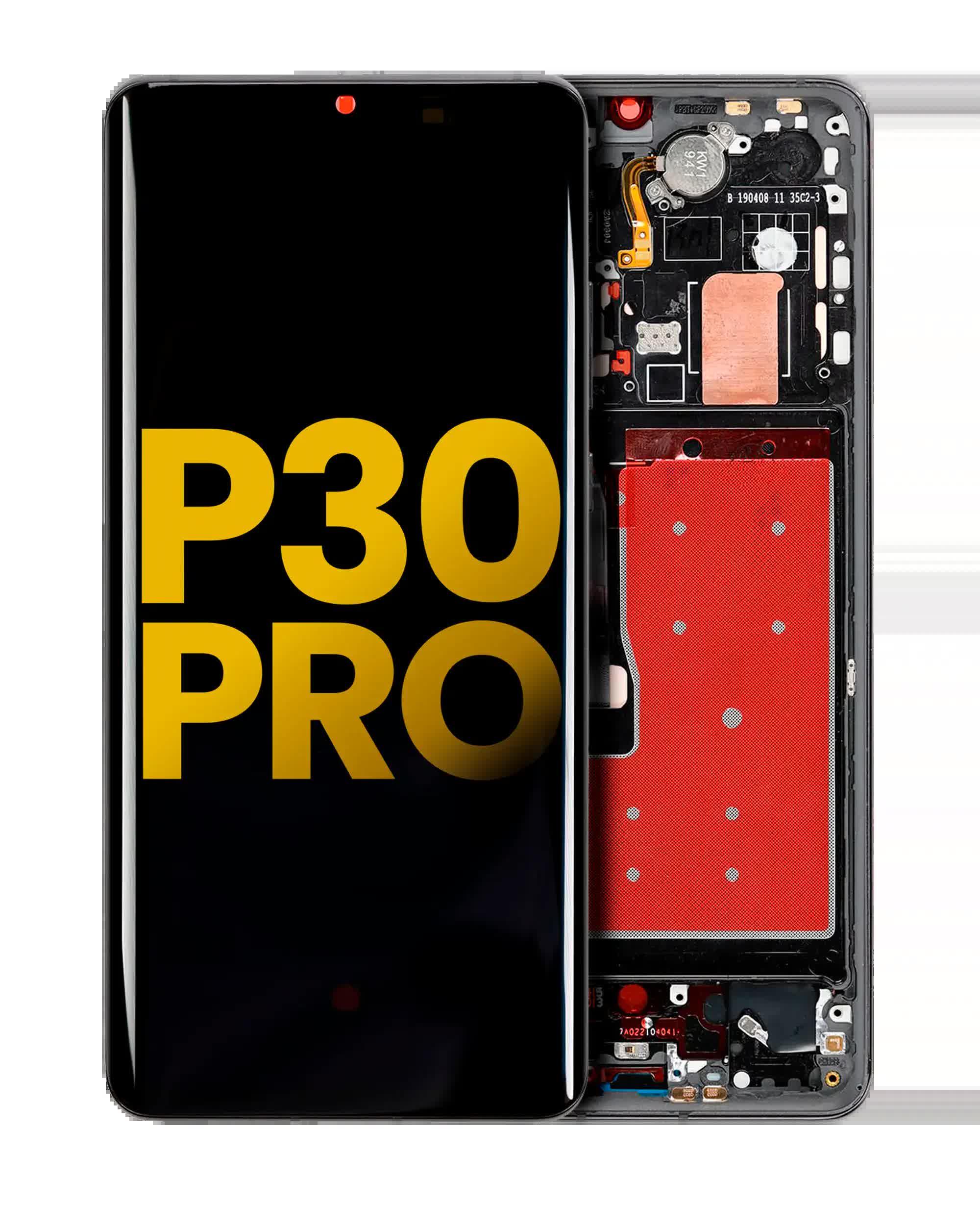 OLED Display mit Rahmen für Huawei P30 Pro (Aftermarket Plus) (Black (Schwarz))