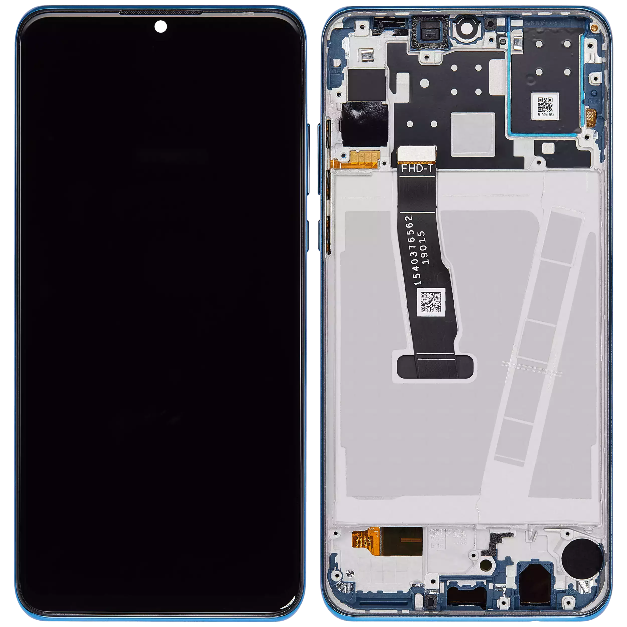LCD Display mit Rahmen für Huawei P30 Lite / Nova 4e (professionell aufgearbeitet) (4GB RAM) (Peacock Blue (Blau)) – Bild 2