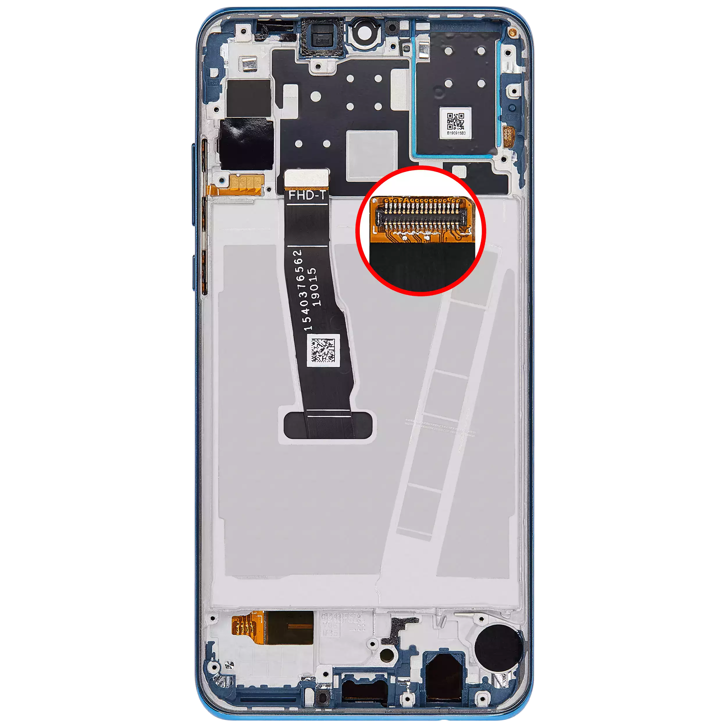 LCD Display mit Rahmen für Huawei P30 Lite / Nova 4e (professionell aufgearbeitet) (4GB RAM) (Peacock Blue (Blau)) – Bild 4