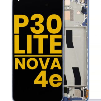 LCD Display mit Rahmen für Huawei P30 Lite / Nova 4e (professionell aufgearbeitet) (4GB RAM) (Peacock Blue (Blau))